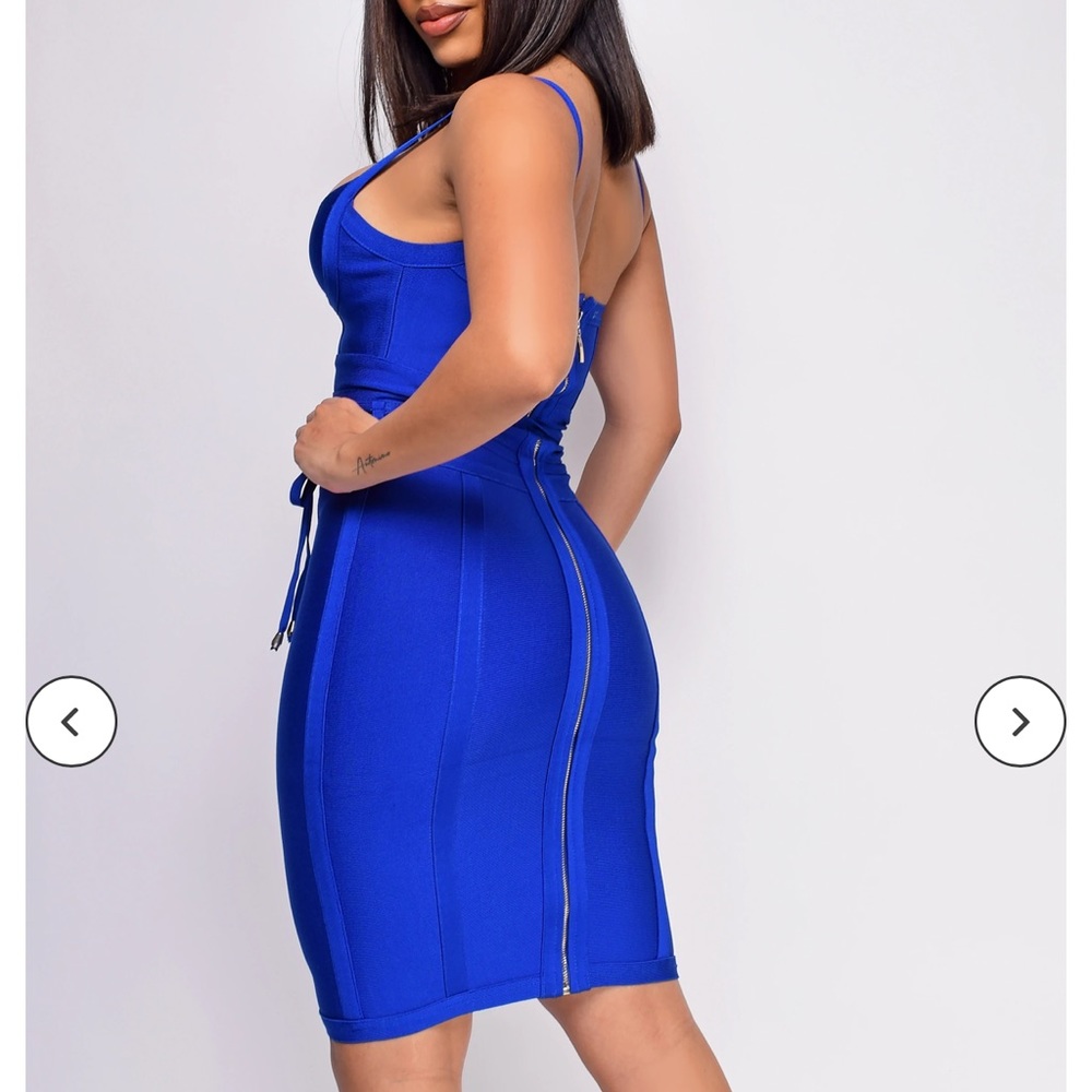 Size small Bandage Bodycon Blue midi dress - Picture 8 of 8